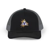 Snapback Trucker Cap — Embroidered Tesla 3-6-9 Triangle Galaxy Design
