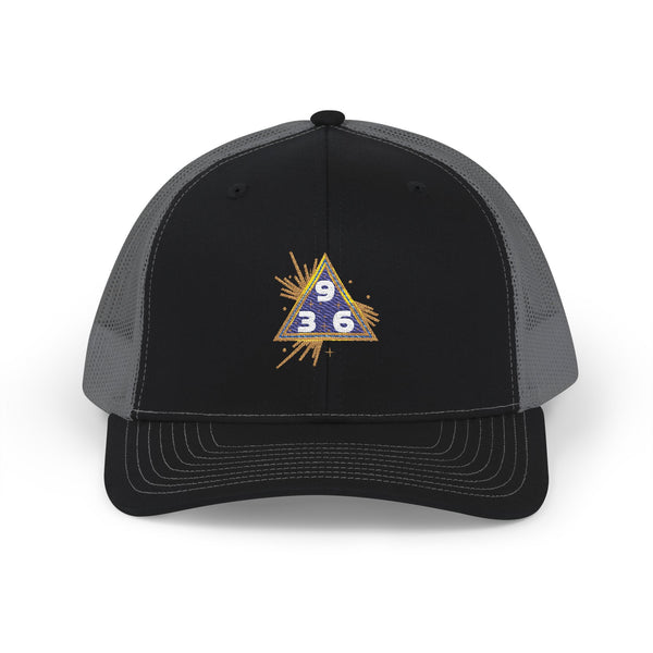 Snapback Trucker Cap — Embroidered Tesla 3-6-9 Triangle Galaxy Design - alternate