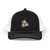 Snapback Trucker Cap — Embroidered Tesla 3-6-9 Triangle Galaxy Design