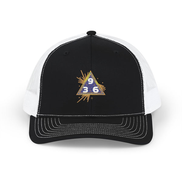 Snapback Trucker Cap — Embroidered Tesla 3-6-9 Triangle Galaxy Design