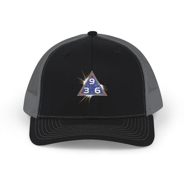 Snapback Trucker Cap — Embroidered Tesla 3-6-9 Triangle Galaxy Design - alternate
