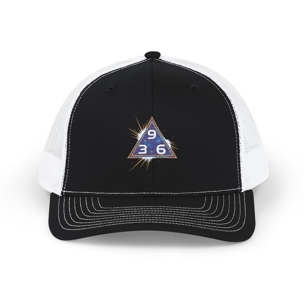 Snapback Trucker Cap — Embroidered Tesla 3-6-9 Triangle Galaxy Design